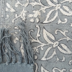 พรมผ้าฝ้าย4X6ฟุต,พรมทอมือสไตล์โบโฮโบราณ Dhurrie พิมพ์ลายบล็อกมือสไตล์อินเดีย - Product Image 3