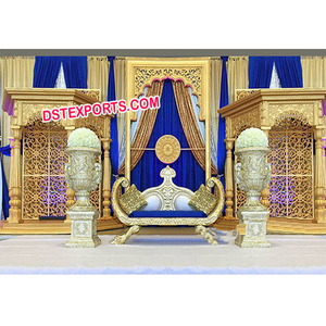 Escenario de Boda Real India, Boda Dorada, Estilo Shahi Tradicional, Diseño Moderno de Escenario para Bodas, EE. UU. - Product Image 1