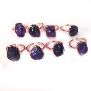 Bague vintage en pierre brute, pierre brute, naturelle, plaqué or Rose, ajustable, vente en gros, bijoux - Product Image 2