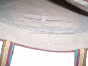 Bolso de playa de yute a rayas tejido a mano con cierre de cremallera y correa de hombro informal para mujer - Product Image 2
