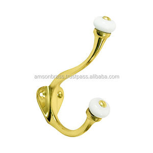 Gold Plated Brass Screw <b>Coat</b> & Hat <b>Hook</b> Ornate Small <b>Hook</b> - Product Image 2