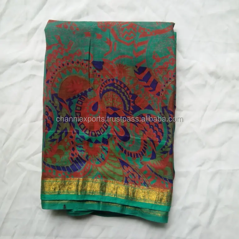 Grosir Saris Sutra Patola Antik Berwarna-warni Indah untuk Pakaian Sari Sutra Cetak Bunga untuk Pakaian Kasual Pakaian Wanita