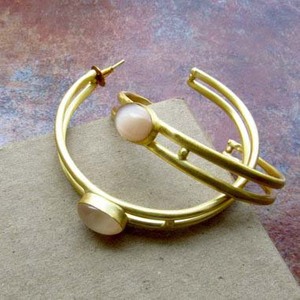 Quartz rose grandes boucles d'oreilles créoles à la mode déclaration de pierres précieuses pendantes conception pour les mariages anniversaires fêtes faites - Product Image 2