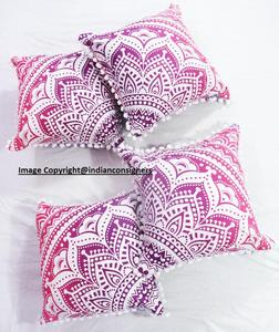 100% Cotton Handmade Ombre <b>Pink</b> Flower Mandala Cushion <b>Cover</b> Square Home Decor <b>Sofa</b> Cushion <b>Cover</b> Pouffe By Indian Consigners - Product Image 4