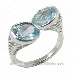 Bague de mariage éternité réglable en argent sterling 925 pierre précieuse topaze bleue pour les fêtes grossiste de bijoux en argent fantaisie direct - Product Image 2