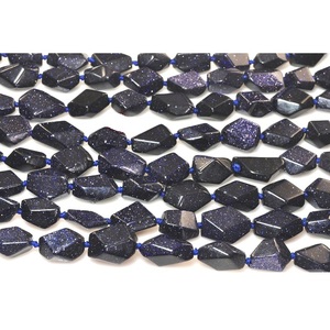 High Quality Blue Goldstone Nugget Faceted Tumbled <b>Drilled</b> Gemstone Full Strand Natural Crystal Healing Necklace Wholesaler - Product Image 2