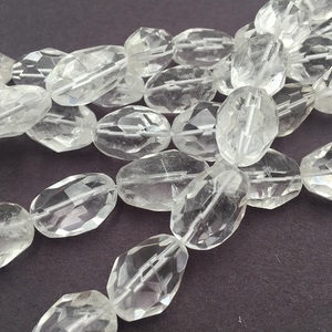 Pepita de cristal transparente de alta calidad, piedra preciosa facetada perforada, cadena completa, collar curativo de cristal de piedra natural, mayorista - Product Image 4