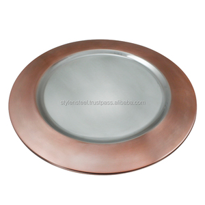 Plaques de chargement de couleur cuivre, plaques de chargement, chargeurs de mariage pour assiettes à dîner, ensemble de vaisselle en acier inoxydable - Product Image 2