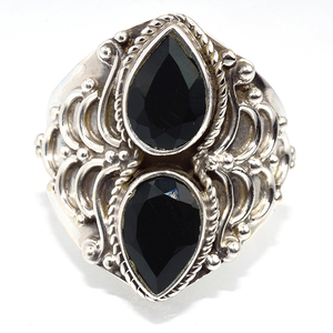 Anillos de plata de ley 925 de ónix negro en forma de pera, joyería de plata de ley 925, joyería de la India, venta al por mayor - Product Image 2