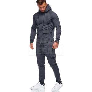 Chándal con bolsillo de carga, sudaderas con capucha para hombre, chándal cálido de Otoño Invierno, chándal informal adecuado, pantalón de carga al por mayor para hombre - Product Image 6