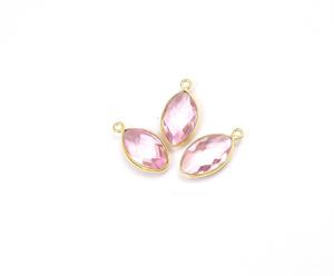 Cuarzo rosa, múltiples piedras preciosas hechas a mano, joyería chapada en oro, bisel de doble fianza, Conector de piedra natal, ingredientes naturales para manualidades - Product Image 5