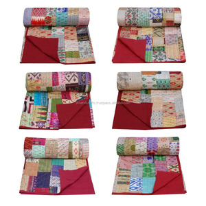 Lot de vente en gros de courtepointe en soie Sari Kantha Patchwork - Product Image 3