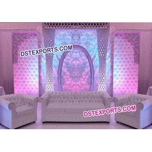 แต่งงานคริสตัลหนัง Tufted ฉากหลังเวทีชุดล่าสุดคริสตัลแต่งงานเสาเวทีการออกแบบใหม่งานแต่งงานเวที - Product Image 1