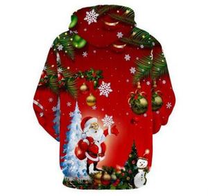 Shemax copo de nieve Santa Claus Sudadera con capucha rojo invierno estampado patrón poliéster/algodón liso teñido invierno temporada - Product Image 2