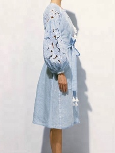 ชุดเดรสยาวสไตล์ยูเครนสำหรับผู้หญิงชุดราตรียาวคลุมเข่าเอวและมีพู่ผ้าลินินสไตล์โบฮีเมียนสำหรับใส่อยู่บ้านทุกวัน - Product Image 3