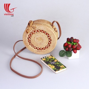 กระเป๋าหวายแนววินเทจที่มีพู่ทรงกลมทำจากเวียดนามขายดี2021เทรนด์ฤดูกาล - Product Image 2