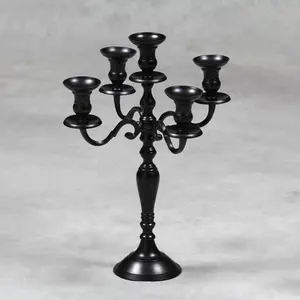 黒のテーブル燭台アルミニウム装飾燭台黒の錬鉄製の床置き燭台スタンド