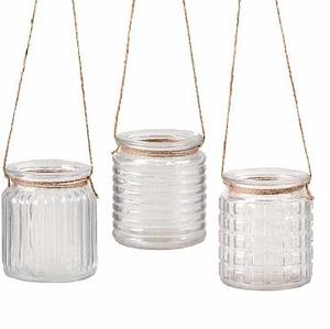 Colgante votivo de vidrio con jarra de yute, vela votiva de vidrio, barata, venta al por mayor - Product Image 2