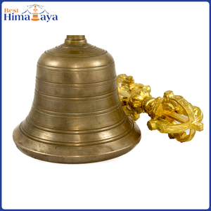 Campana de Oración Tibetana de Bronce Religiosa, Tallada y Grabada, Grande y Sagrada Budista, Multiusos para Decoración del Hogar y Coleccionable para Puja - Product Image 3