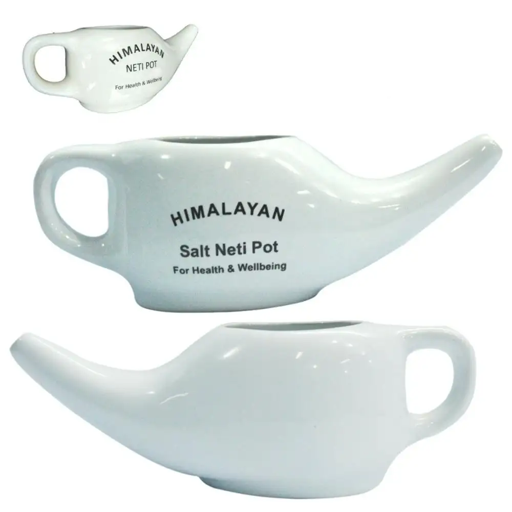 Himalaya seramik Neti Pot tuz, himalaya enstitüsü, Neti Pot porselen sinüs temizleme sistemi kiti