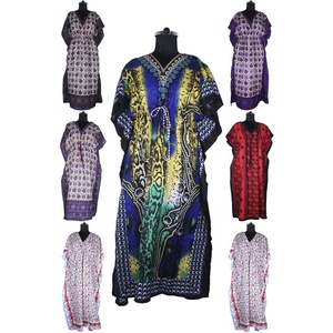 Nuevo diseño de alta calidad Abaya Ropa de mujer Kaftan largo 2025 Bloque de mano de alta calidad Estampado de diseño floral Kaftan Tamaño libre Kaftan - Product Image 1