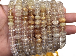 Natural 10 Inch Long Golden Rutile Gemstone Rondelle Faceted Semiprecious <b>Stones</b> <b>Beads</b> for Jewelry Making - Product Image 4