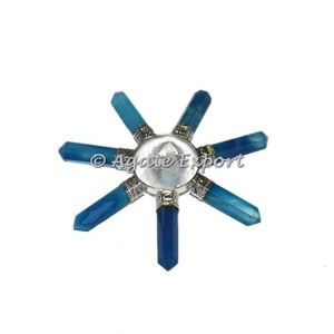 Générateur d'énergie de Chakra d'onyx bleu Style Feng Shui & Love Technique de gravure de pierres précieuses d'agate sculptée - Product Image 1