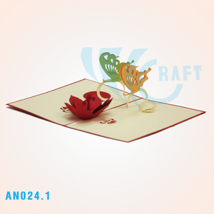 การ์ดอวยพรป๊อปอัพลายผีเสื้อและดอกไม้3D ทำมือของขวัญจากเวียดนามและงานฝีมือผลิตภัณฑ์เทรนด์ยอดนิยมตัดด้วยเลเซอร์ดีไซน์ที่กำหนดเอง - Product Image 1