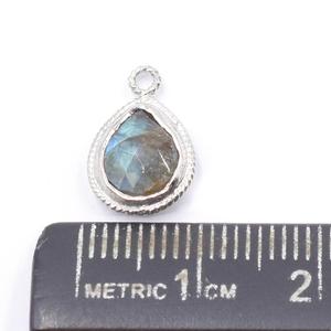 Labradorita forma de pera 925 bisel de plata esterlina plateado colgante hecho a mano fabricación de joyas - Product Image 3