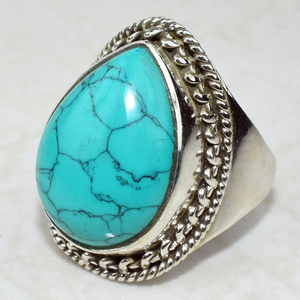 Bagues en argent Sterling 925 en forme de poire, Turquoise verte, bijoux en argent 925, vente en gros - Product Image 3
