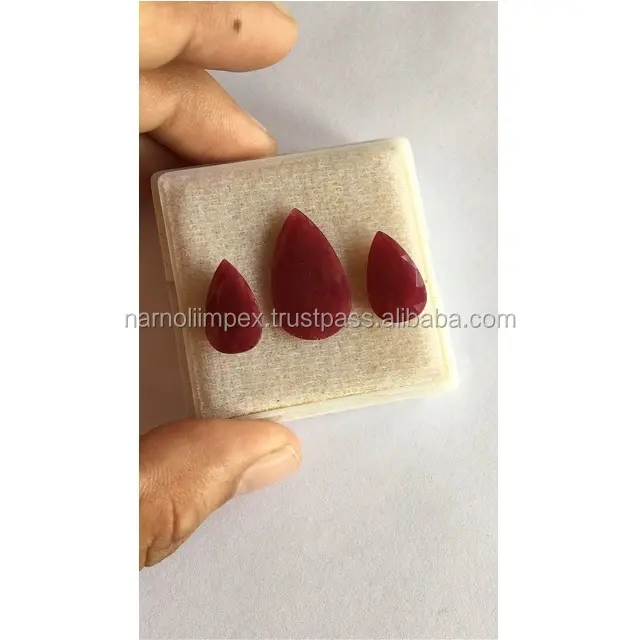 Ruby Pear Three Piece Set Hot Sale Pear Shape Pigeon Blood Lab Grown Ruby for Earring Handmade Bulk Product