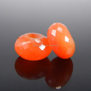 Perles facettées rondes en cornaline rouge à grand trou 14x8x5.5mm IG9725 - Product Image 1