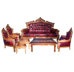 Sofa Ruang Tamu Walnut Klasik Diukir Antik (Tua) Mebel