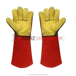 Gants de soudage TIG ISONZ Leather Zone de qualité supérieure, 35 cm, paume entière en cuir croûte, résistance à la chaleur, antidérapants, anti-coupure - Product Image 3