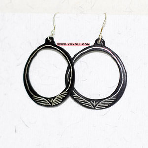 Black metal handmade <b>jewelry</b> round simple designs earrings - Product Image 5