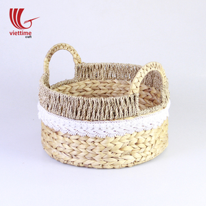 Round Straw Fruit <b>Basket</b> Made From <b>Water</b> <b>Hyacinth</b>/Decorative <b>Water</b> <b>Hyacinth</b> <b>Basket</b> Wholesale - Product Image 4