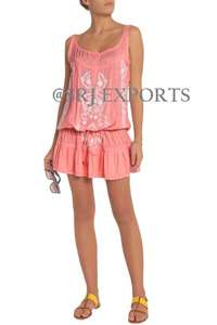 Traje de Baño Nuevo para Mujer 2026, Estilo Bohemio Sexy, Top con Bonito Bordado Floral, Adornos de Crochet, Lazos Ajustables, Mini Vestido Túnica - Product Image 4