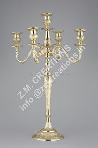 Modern Design Embossed Metal Candelabra with 5 <b>Silver</b> Crystal <b>Candle</b> <b>Holders</b> Table Christmas Floor Standing Decoration - Product Image 2