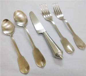 Royal Silverware <b>Gold</b> Stainless Steel 5-Piece Flatware <b>Set</b> Includes Dinner Spoon Fork Knife Serving Pieces for Home Wedding - Product Image 1