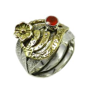 Wholesale Price 925 Sterling <b>Silver</b> Jewelry Carnelian Cabochon Gemstone Eternity Vermeil <b>Ring</b> <b>for</b> Women and <b>Men</b> - Product Image 1