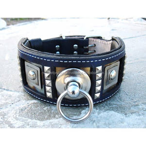 Collier pour chien en cuir PU de couleur unie, collier et laisse de luxe réglables pour chiots, chiens de taille moyenne et grande - Product Image 1