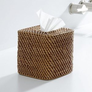 Carré boite à mouchoirs en rotin - Product Image 1