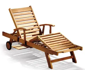 Ligstoel Chaise Lounge Meubels Teak Hout Modern Meubilair Duurzaam Buiten Meubilair Houten Zon Massief Houten Touw Bedden