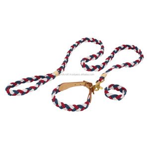 Laisse pour chien tendance en coton fait main, personnalisable, teinte à la main, pour la promenade quotidienne, cadeau de mariage pour chien - Product Image 1