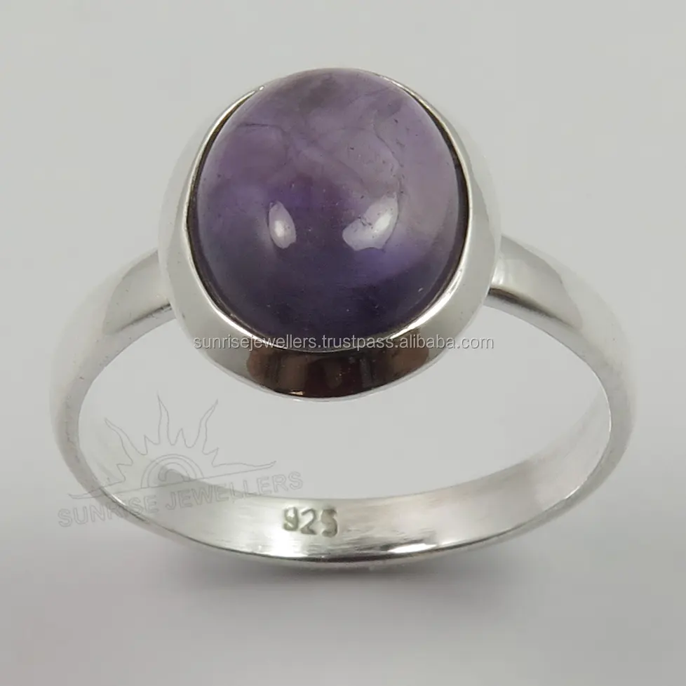 Suvenir cincin batu permata alami AMETHYST & batu permata lainnya semua ukuran 925 perak murni pemasok perhiasan grosir