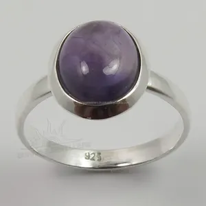 纪念品多宝石天然紫水晶和其他宝石戒指所有尺寸925纯银珠宝批发供应商