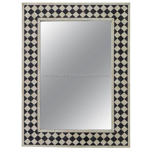 Cadre de miroir de salon en bois massif indien avec incrustations en os - Product Image 4