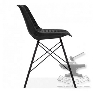 Latest Rustic Farmhouse Genuine Leather Accent <b>Chair</b> for Dining Hotel Black Leather Furniture for Living Room Kitchen Restaurant - Product Image 5