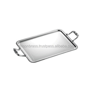Silver Plated Eco-Friendly <b>Round</b> Custom Size <b>Serving</b> <b>Tray</b> for Home Hotel & Restaurant Use - Product Image 3