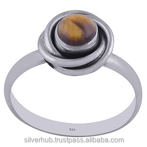 แหวนเงิน925อัญมณีรักษาตาเสือธรรมชาติสำหรับผู้หญิงแหวนเงินสเตอร์ลิงดีไซน์กุหลาบเครื่องประดับแฮนด์เมดขายส่ง - Product Image 1